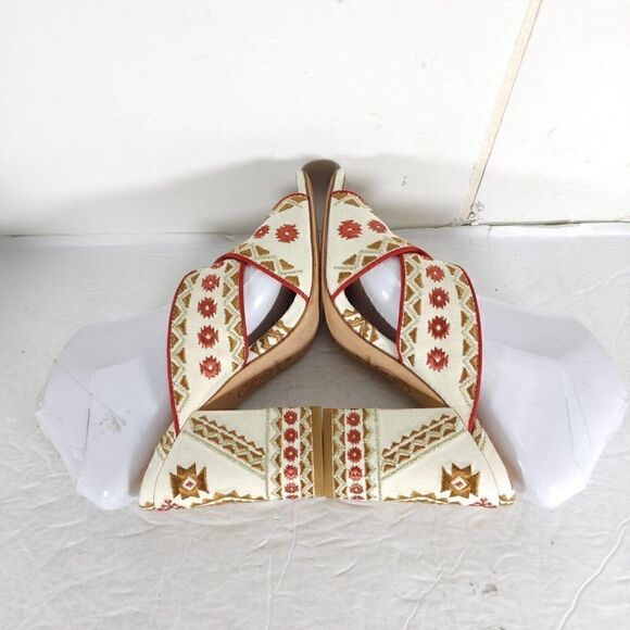 ASH Women's Adel 38 US7-7,5 Multicolor Embroidered Chunky Heels Mule Sandals - Picture 9 of 13